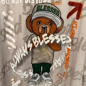 Hustle OG “Blessed” Tee with Bear and Text Design